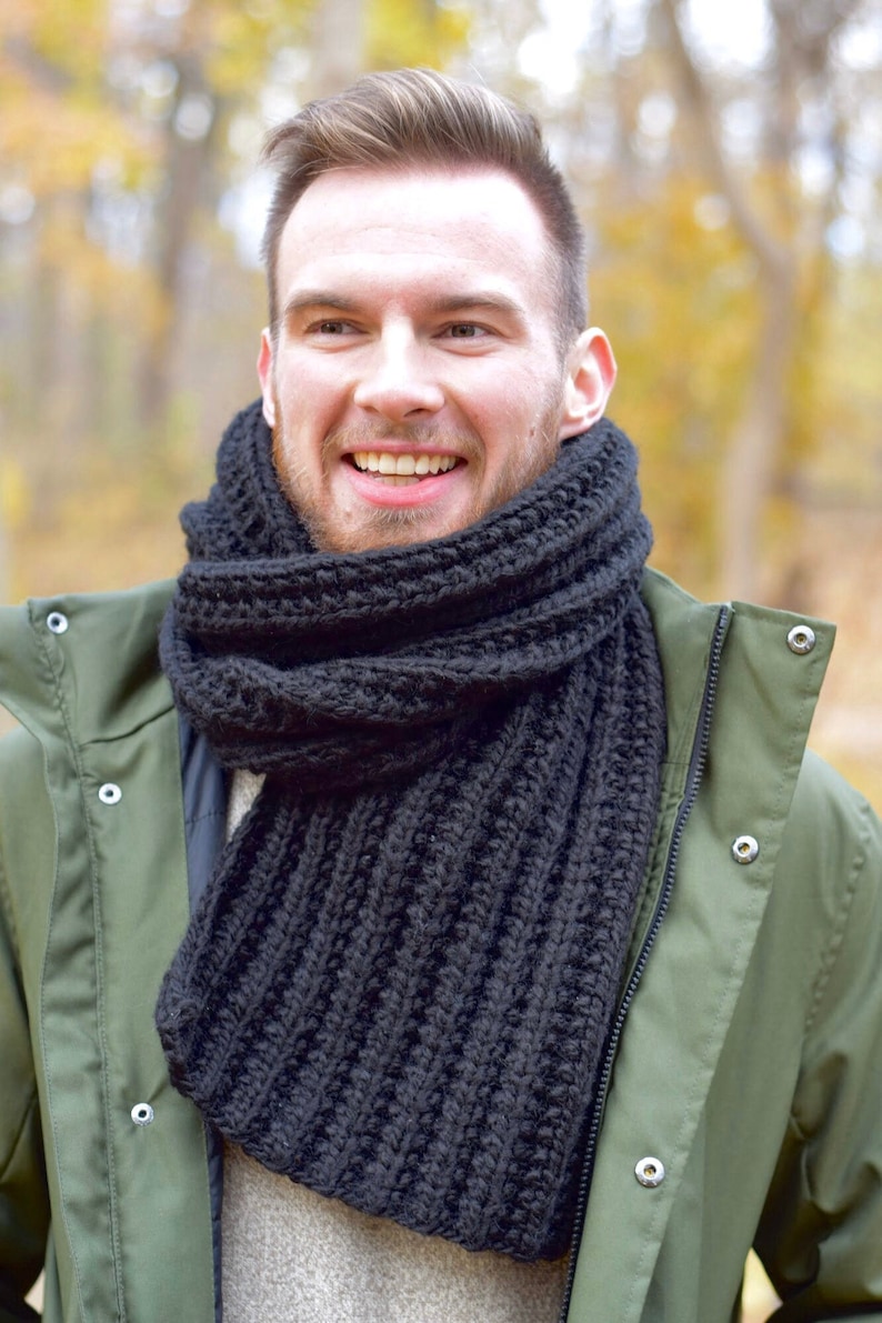 Knit Scarf for Men Wool Chunky Knitted Scarf Unisex Hand Knit Etsy
