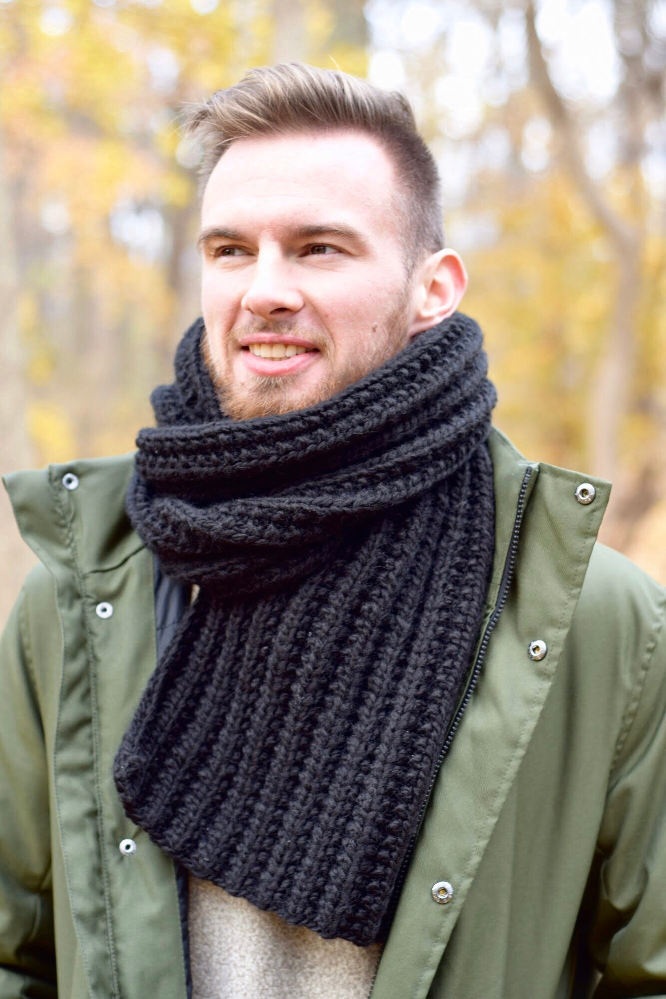 Knit Scarf for Men Wool Chunky Knitted Scarf Unisex Hand Knit Bulky ...
