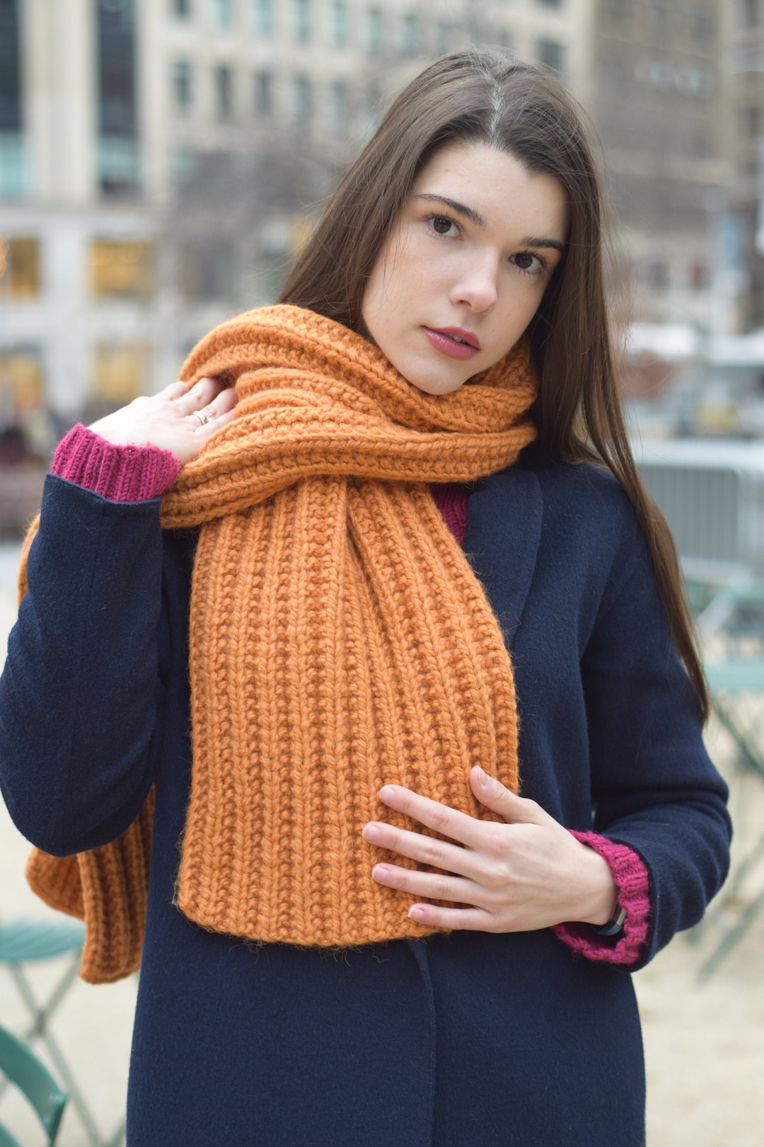 Hand Knit Infinity Scarf Unisex Chunky Wool Scarf Oversized Knitting ...