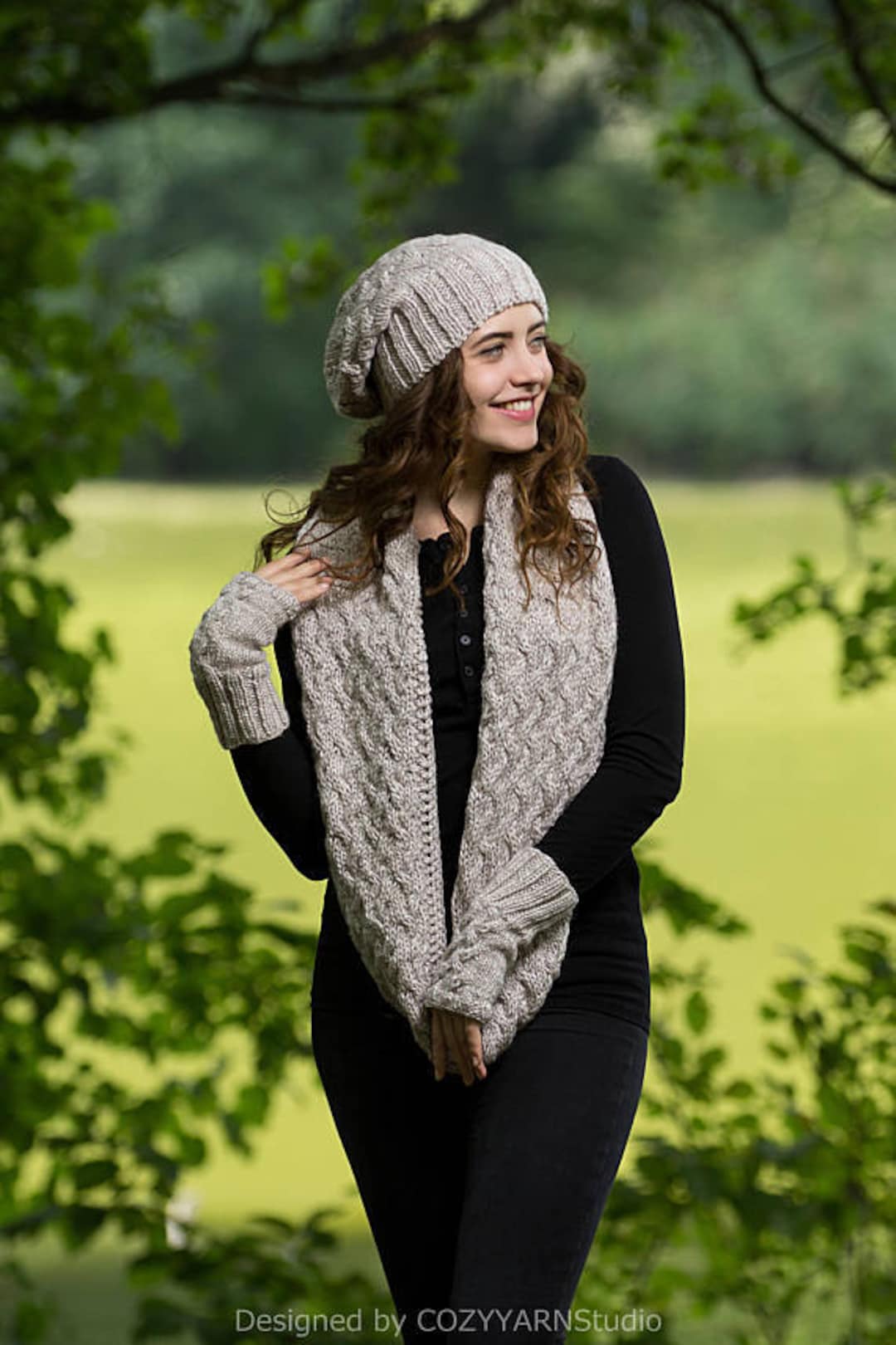FINAL SALE Ready to Ship Hand Knit Set Snood Knit Infinity Scarf Hat ...