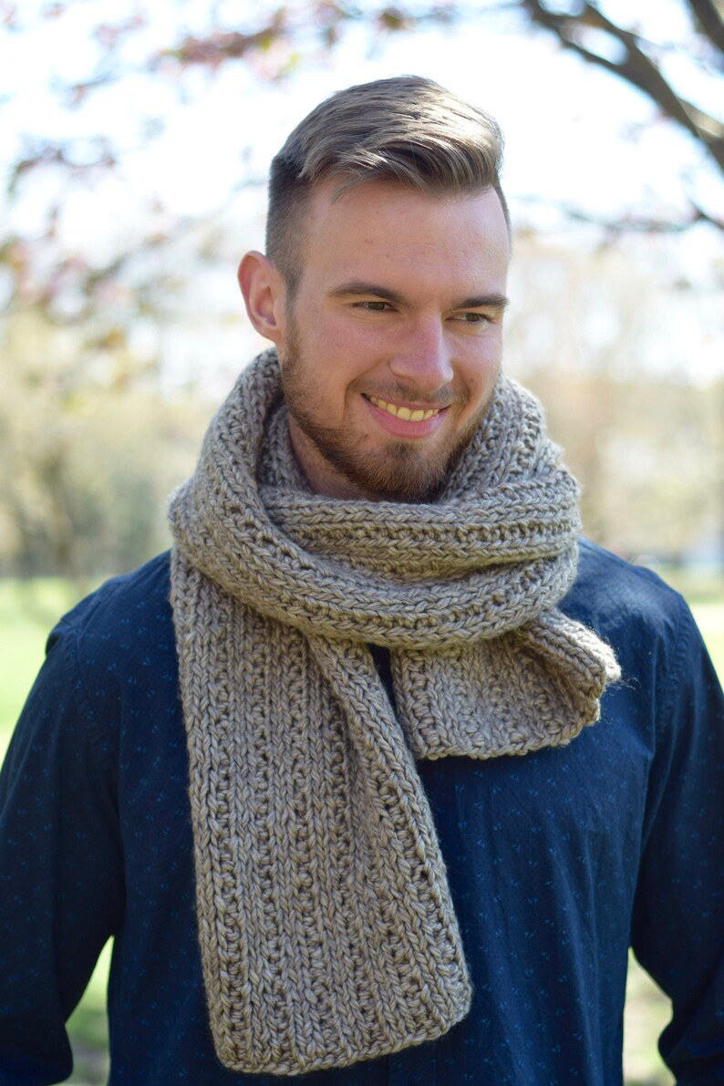 Scarf Men Knit Scarf Handmade Gift for Men Long Scarf Unisex Etsy