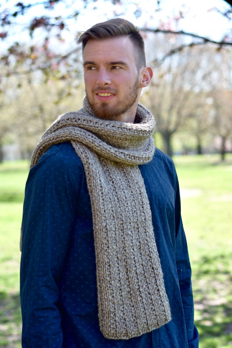 Scarf Men Knit Scarf Handmade Gift for Men Long Scarf Unisex | Etsy