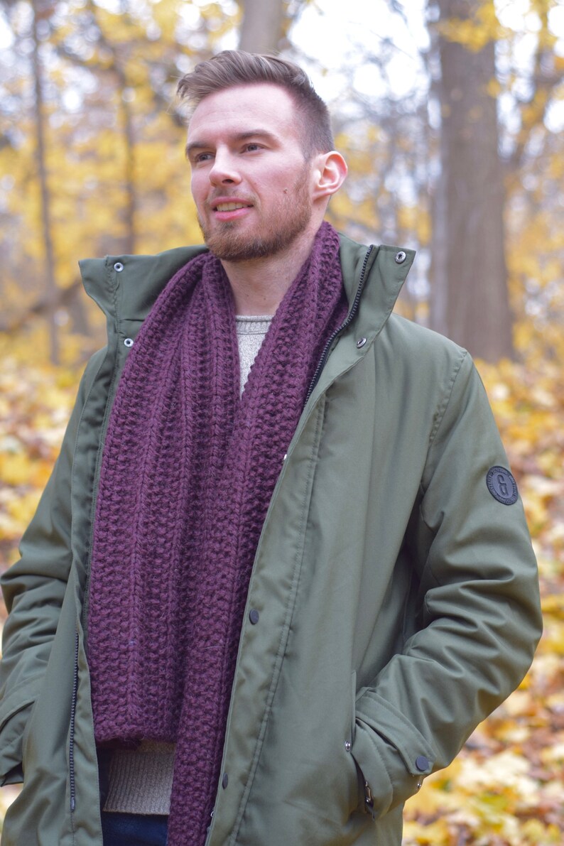 Scarf Man Handknit Scarves Wool Knit Scarf For Men Wool Scarf Gentle Unisex Scarf Oversized Long Handmade Scarf Wool Men Gift For Him Scarf image 5