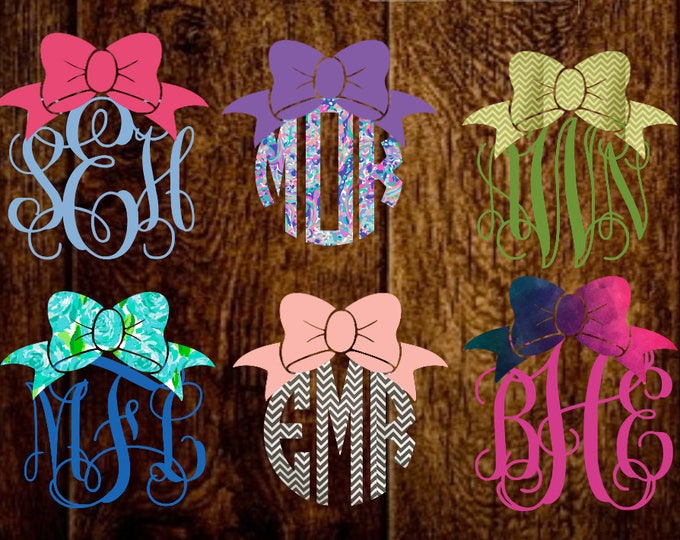 Bow Monogram Bow Monogram Decal Monogram Decal Bow Monogram - Etsy