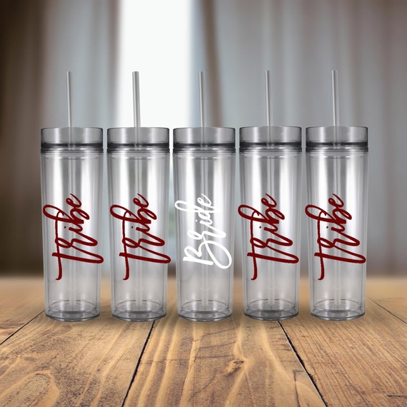 Bride Tribe Personalized Acrylic Tumbler GIRLS TRIP Bridesmaid Proposal Gift Vinyl Decal Bachelorette Party Favor Bachelorette Party Cup Personalized Water Bottle Bridesmaid Gifts 