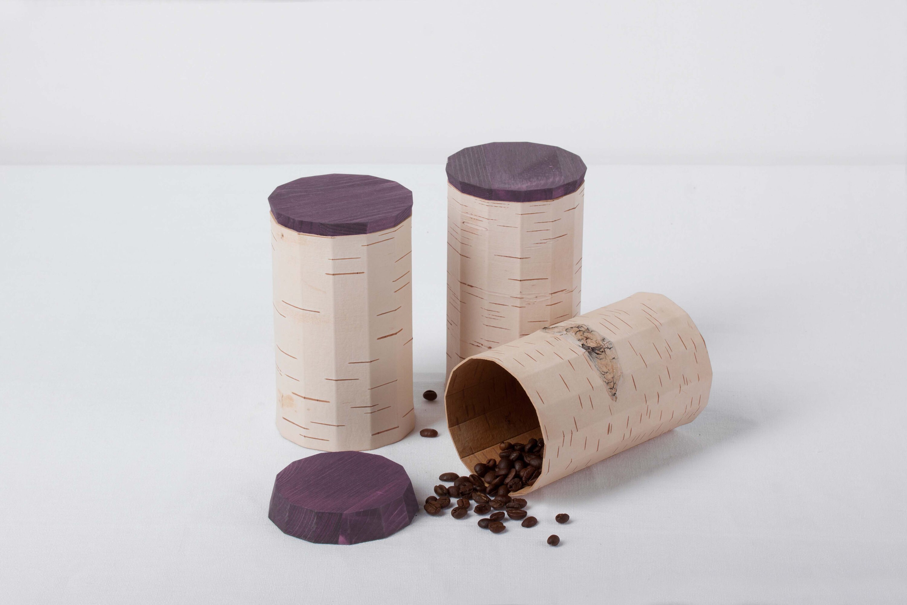 Boîte à Café avec Couvercle en Bois - Violet Étain d'écorce de Bouleau