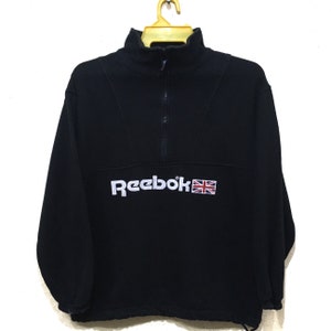Vintage 90s Reebok pullover half zipper sweatshirt big logo hip hop  M size black colour