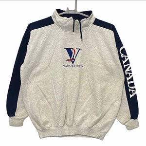 Vintage Vancouver Canada embroidery logo half zipper sweatshirt