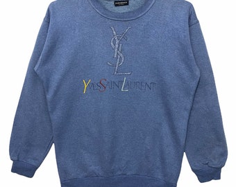 【Yves Saint Laurent】Boro sweatshirt YSL Vintage YVES SAINT LAURENT Sweatshirt Sweater Embroidery Logo Dark