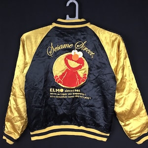 Vintage Elmo Sesame Street Sateen Sukajan Zipper Jacket S size