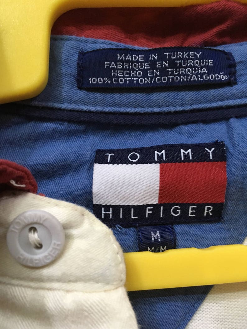 Vintage 90s Tommy Hilfiger Rugby Shirt Spell Out Big Logo Shirt Long ...