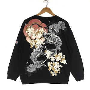 Vintage japanischer Koi Fisch Sukajan Sweatshirt Größe L