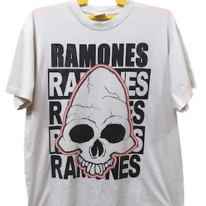 90s Ramones punk band T-shirt white colour L size