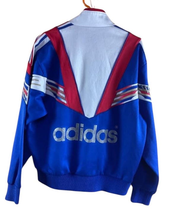 Vintage 80s Adidas Track Jacket Made in Japan Blue Colour M Size