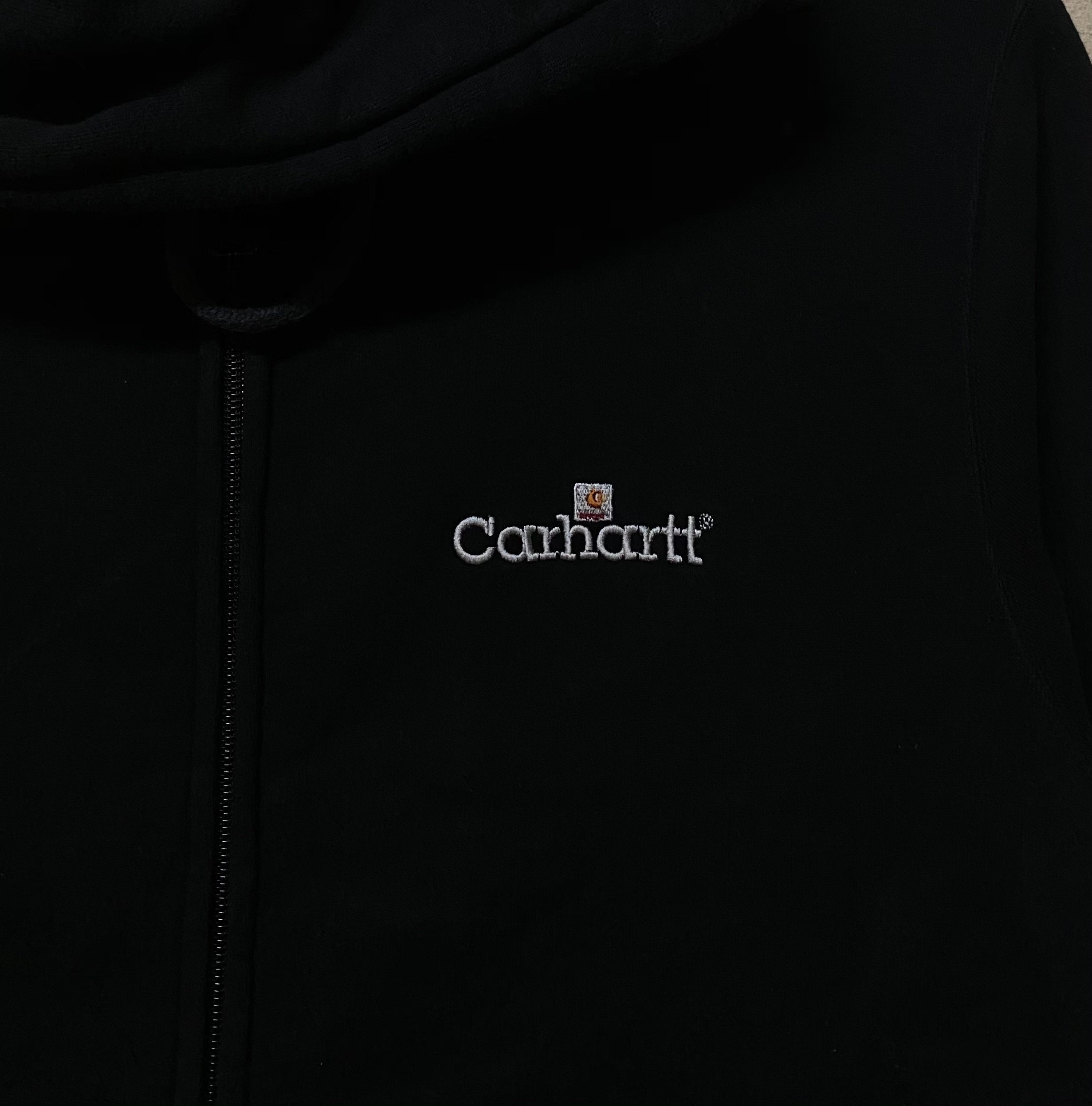 Vintage Carhartt Small Logo Hoodie Full Zipper Black Colour