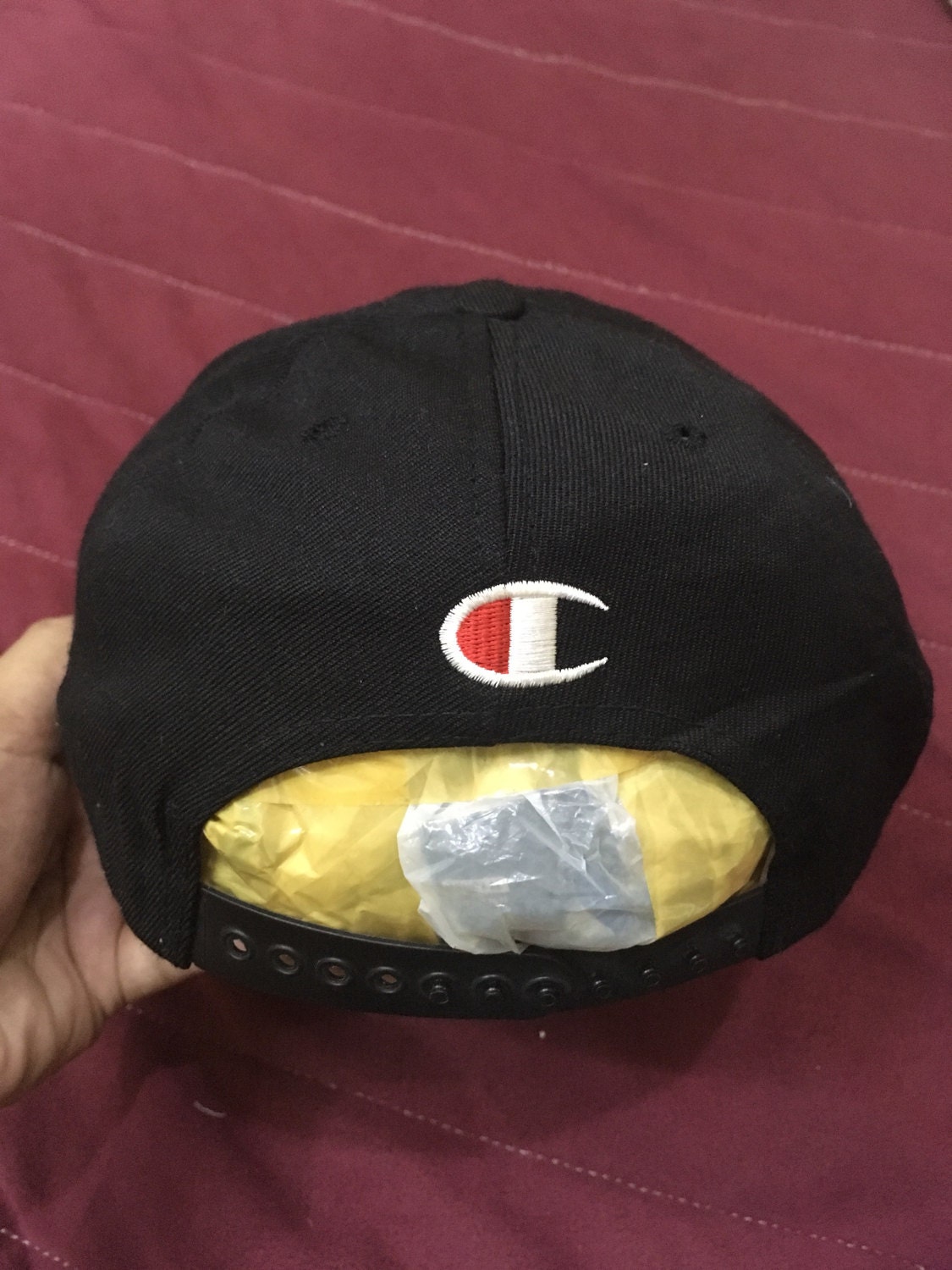 Vintage Champion Hat Cap Trucker Spell Out Cap Black Colour