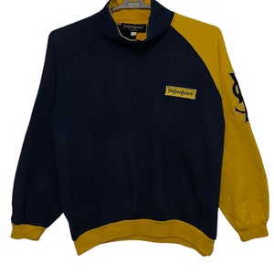 Vintage Yves Saint Laurent Embroidery big logo colour block sweatshirt Large size Italy made