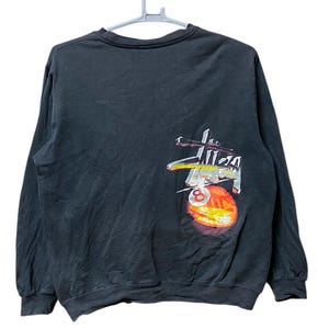 Vintage Stussy 8 ball skateboard sweatshirt medium size Black sun faded colours