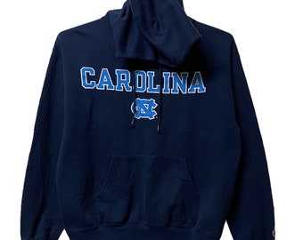 Moletom vintage da Universidade da Carolina do Norte Tar Heels Champion, azul, tamanho médio