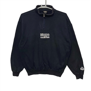 Vintage Kappa centre logo half zipper sweatshirt large size black colour