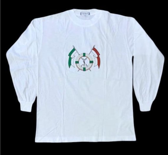 Vintage Yves Saint Laurent Big Logo weiße Farbe T-Shirt YSL