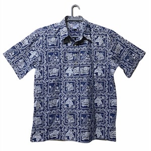 Camisa vintage Reyn Spooner de los años 80 con estampado floral tropical hawaiano, camisa de medio botón, talla L