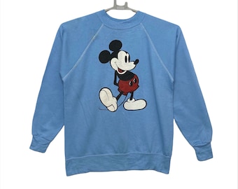 Sudadera vintage Mickey Mouse Disney de los años 70, talla M, color azul