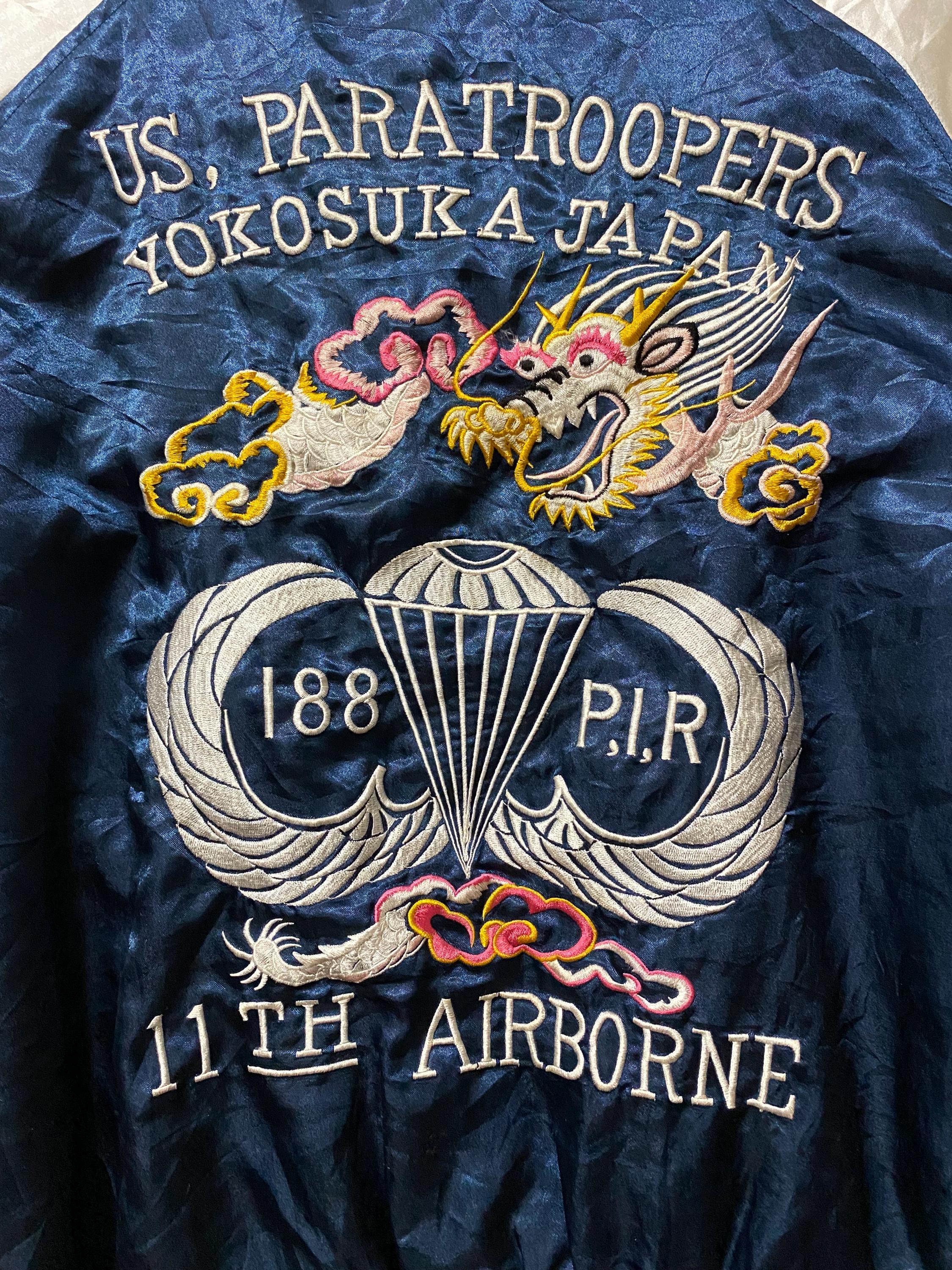 80s Us Paratrooper Sukajan Yokosuka Embroidery Japanese Souvenir M
