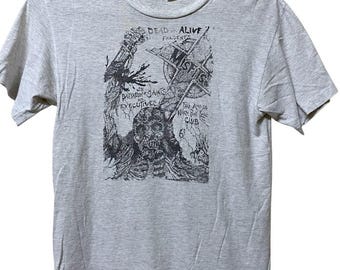 Vintage 90s Misfits t shirt medium size grey colour