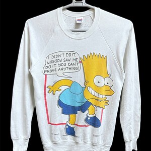 Vintage 80s The Simpsons Sweater Matt Groening big logo sweatshirt cartoon retro tv show white  colour M size