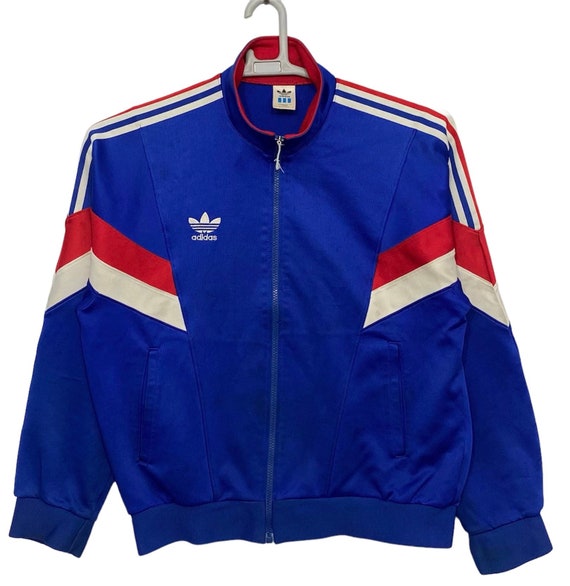 Vintage 80s Adidas Track Jacket Made in Japan Blue Colour M Size 