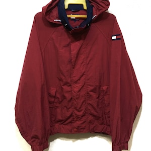 90s Tommy Hilfiger Jacket Spell Out Big Logo Red Colour Winbreaker jacket L size