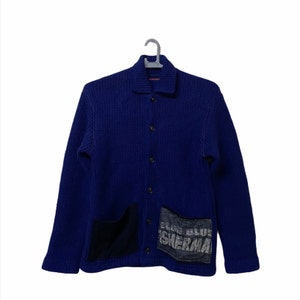 Blue Blue Japan knitted chore jacket medium size blue colour