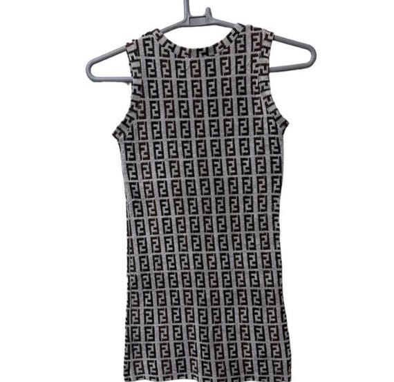 Authentic FENDI FF Monogram Logo Stretchable Women Dress Made in