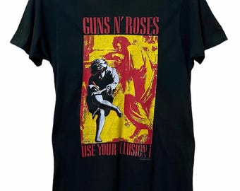 90s BROCKUM Guns N’ Roses Tour Tee Vintage 1991 Gun N Roses Rock T Shirt Used Your Illusion Tour