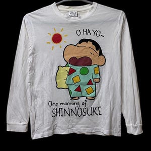 Vintage Crayon Shinchan cartoon t shirt long sleeve white colour m size