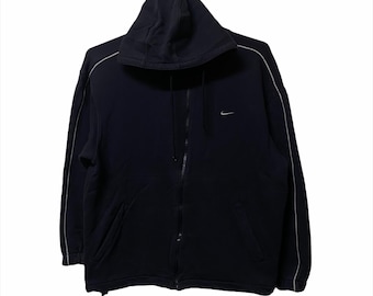 Vintage Nike full zipper hooded crewneck jumper sweatshirt black colour XL size