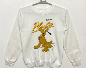 80s vintage Pluto dog Walt Disney By Sherry mfg  sweatshirt White colour Medium size
