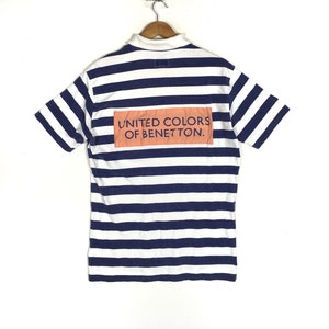 Rare !! 90s United Colour Of Benetton Polo Rugby striped shirt colour block M size
