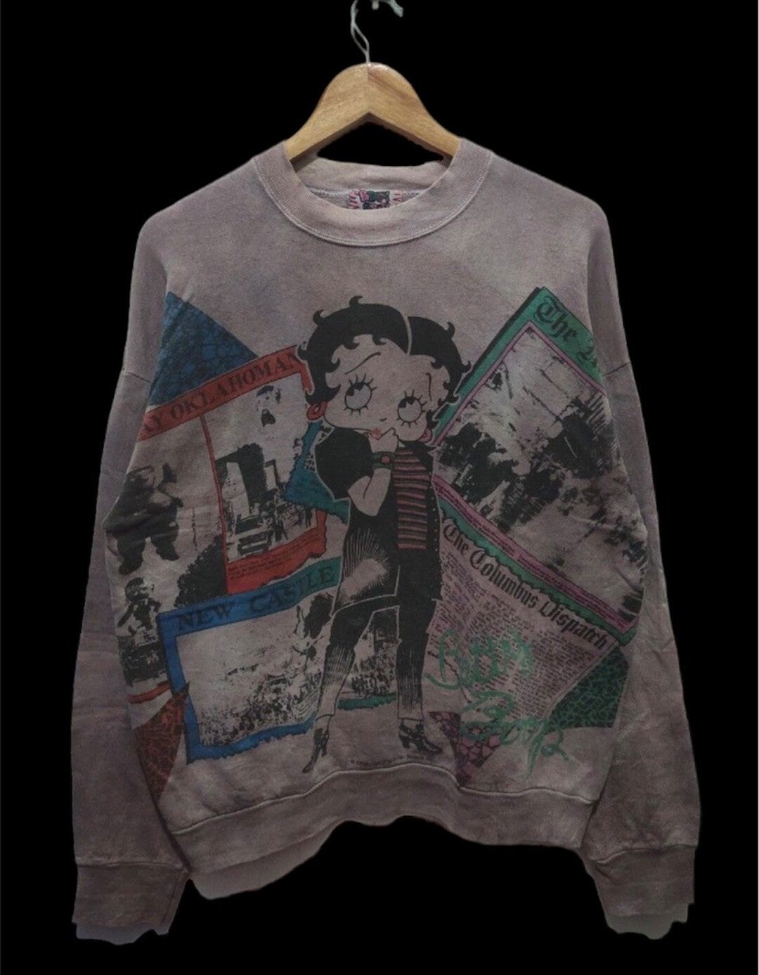 00'S DELTA BETTY BOOP Betty Boop character sweatshirt, men's size L / eaa491547