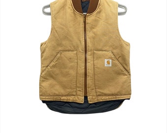 Vintage Carhartt Duck Canvas Vest Jacket Full Zip Size Large