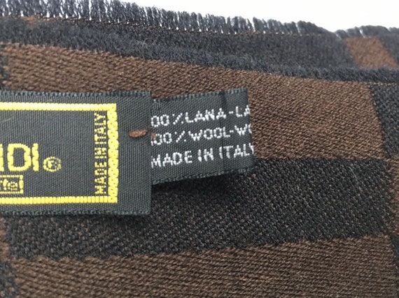 Authentic FENDI Zucca Monogram Scarf 100% Wool Made in Italy