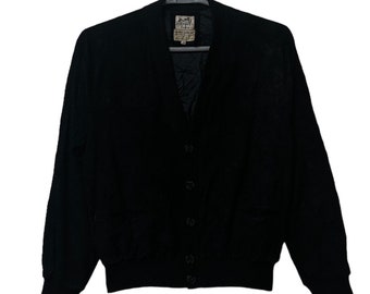 Vintage Luxury Hermes Paris Lamb Skin Velvet Leather button jacket Made In Belgium size 48 black colour