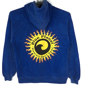 80s Blue Planet Hawaii Surf Gear  acid wash colour Skateboard sweatshirt L size