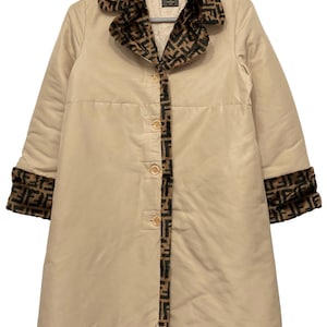 Fendi Roma Italy Monogram Logo Long Coat Jacket women Medium size made in italy
