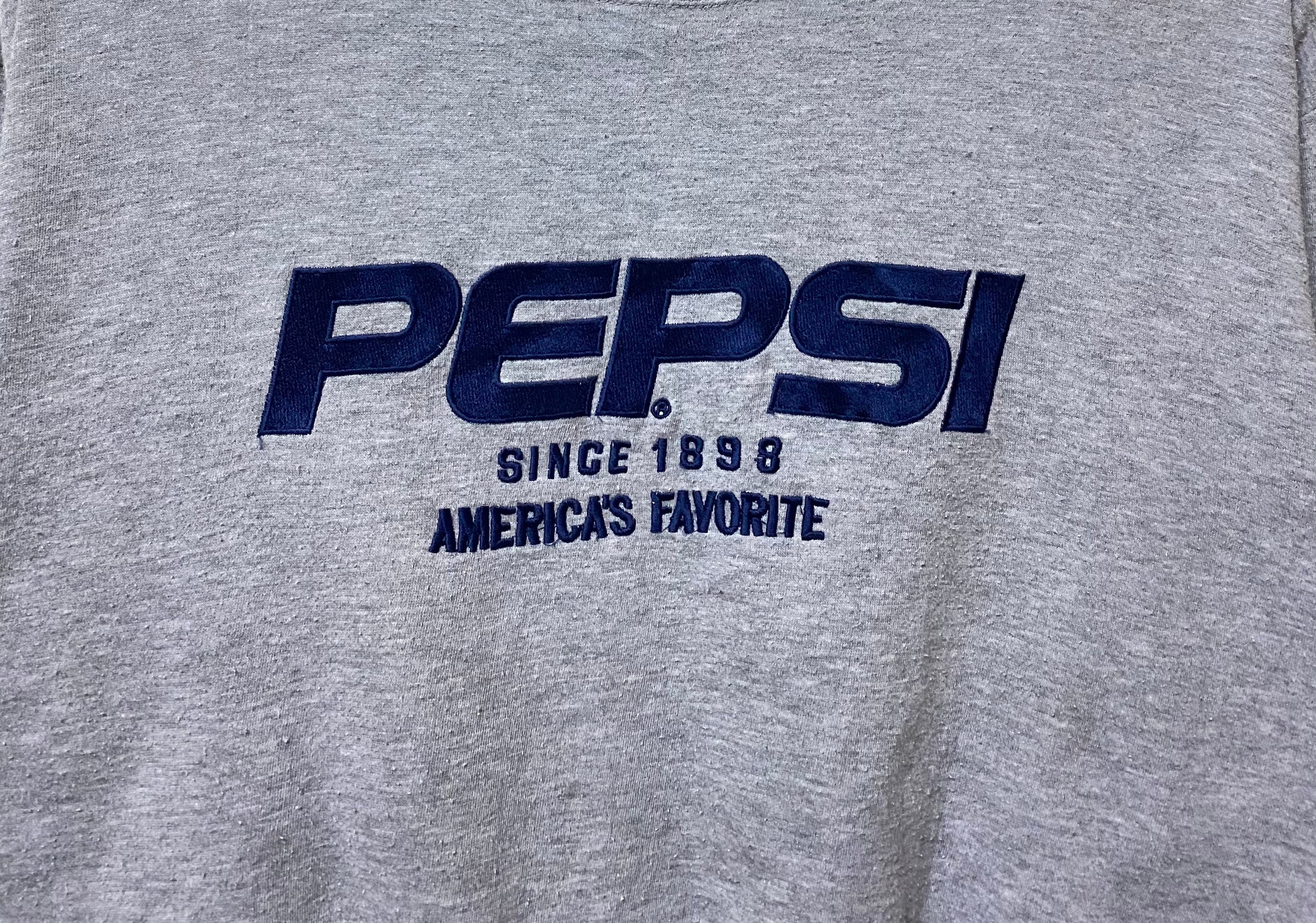 Vintage PEPSI Embroidered Big Logo Sweatshirt L Size Grey