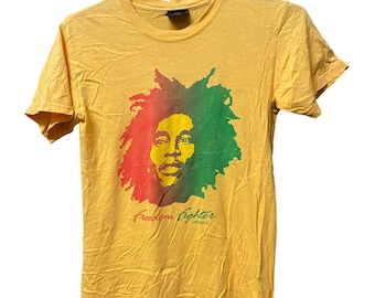 Vintage Bob Marley Rastafari Reggae T-Shirt gelbe Farbe kleine Größe
