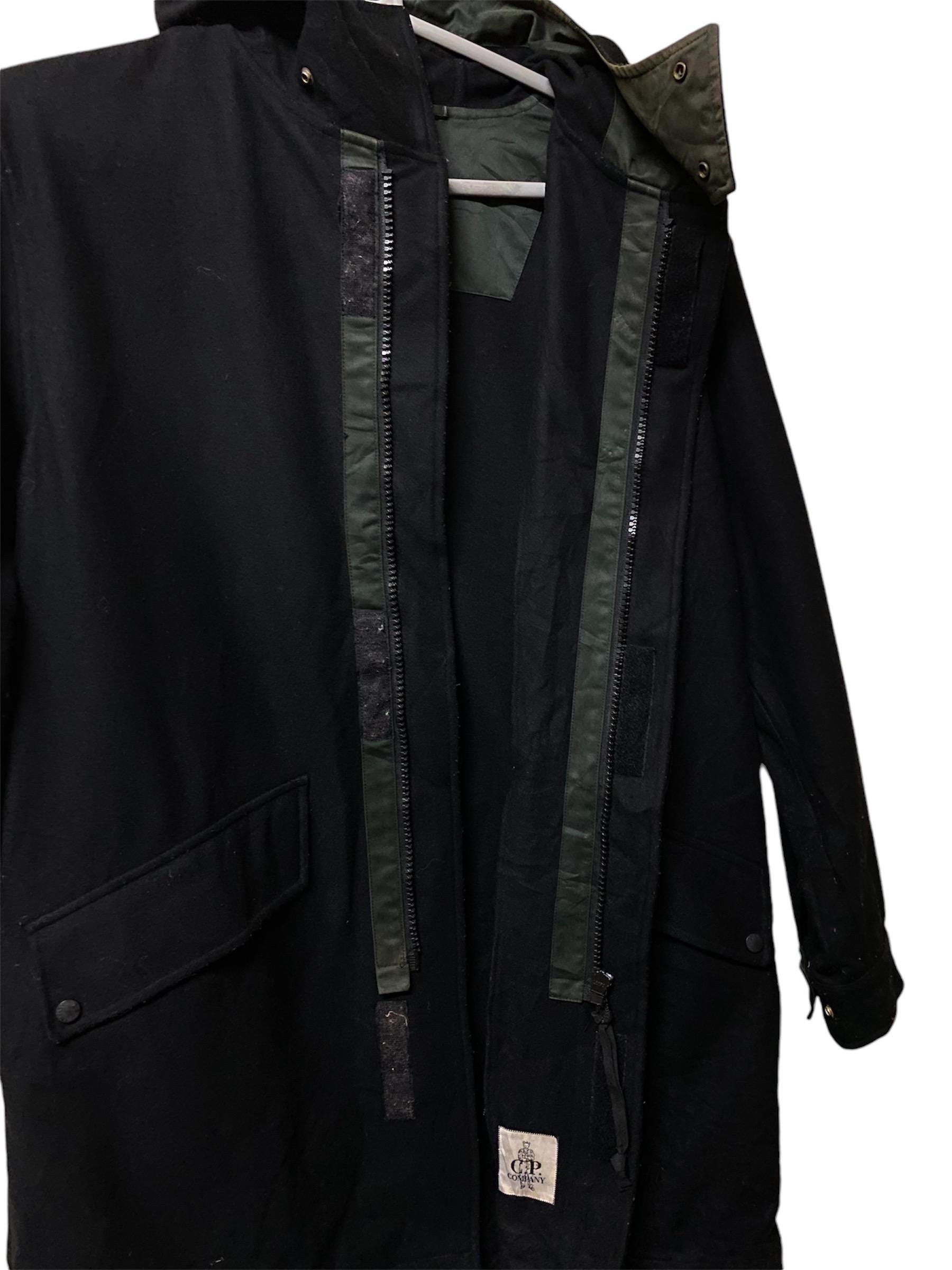 Vintage 90s CP Company Wool Hoodie Jacket Italy Made Black