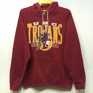 Vintage Usc university of south california Trojans hooded jumper spell out L size Red colour