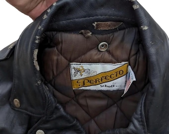 Vintage 80s Schott Perfecto Leather Racer Jacket Saiz 40 - Etsy